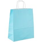 Büküm Saplı Kraft Kağıt Çanta Karton Hediyelik Poşet Torba - Mavi - 18x24 Cm. -25 Adetlik 4 Paket