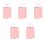 Büküm Saplı Kraft Kağıt Çanta Karton Hediyelik Poşet Torba - Pembe - 18x24 Cm. - 5 Adetlik Paket