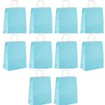 Büküm Saplı Kraft Kağıt Karton Hediyelik Çanta Poşet Torba - Mavi - 25x31 Cm. - 10 Adetlik 1 Paket