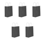 Büküm Saplı Kraft Kağıt Karton Hediyelik Çanta Poşet Torba - Siyah - 25x31 Cm. - 5 Adetlik 1 Paket
