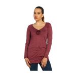 BULALGİY BGA002481 Kadın Böğürtlen Casual Uzun Tişört