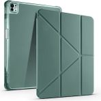 BuLand Store Apple iPad Pro 12.9 2020 (4.nesil) Kılıf Üçlü Kapak Pratik Modern Teknolojik Kalem Bölmeli Standlı Kılıf - Koyu Yeşil