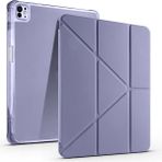 BuLand Store Apple iPad Pro 12.9 2022 M2 (6. Nesil) Kılıf Üçlü Kapak Pratik Modern Teknolojik Kalem Bölmeli Standlı Kılıf - Mor