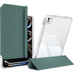 BuLand Store Apple iPad Pro 13 2024 Kılıf Magnetik Ayrılabilen Airbagli Slideguard Nubo Modern Kaydırma Korumalı Tablet Kılıfı - Koyu Yeşil