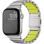 BuLand Store Apple Watch 44MM Siltal 151 Metal Silikon Kordon - Gümüş - Yeşil