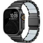 BuLand Store Apple Watch 7 45MM Siltal 151 Metal Silikon Kordon - Siyah - Mavi