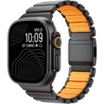 BuLand Store Apple Watch Ultra 49MM Siltal 151 Metal Silikon Kordon - Siyah - Turuncu
