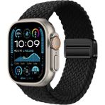 BuLand Store Apple Watch Ultra/Ultra 2/Ultra 3 49MM Yumuşak Dokuluörgü Tasarımlı Hasır Kordon Strap Kayış - Siyah - Apple Watch Ultra/Ultra 2 49mm