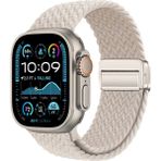 BuLand Store Apple Watch Ultra/Ultra 2/Ultra 3 49MM Yumuşak Dokuluörgü Tasarımlı Hasır Kordon Strap Kayış - Starlight - Apple Watch Ultra/Ultra 2 49mm