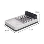 Bulaşıklık Tezgah Üstü Tabaklık & Bardaklık – Kaşıklık Bölmeli Mutfak Kurutmalık, Büyük Boy Bulaşık Kurutma Rafı, Damlalıklı Organizer (42X26X12 Cm) - Option-1