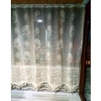 Buldan El İşi Dantelli Naturel Gül Çiçek Desen 190x200 cm Tül Perde