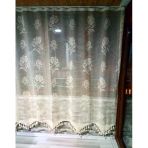 Buldan El İşi Dantelli Naturel Gül Çiçek Desen 190x250 cm Tül Perde