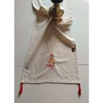 Buldan Ham Keten Püsküllü Otantik Yumuşacık Nakışlı 45X145 cm Runner - Turuncu - 45 x 145 cm