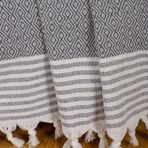 Buldan İşi %100 Organik Pamuk Koltuk Örtüsü 170x210 Cm Koltuk Şalı Çekyat Kanepe Örtüsü antrasit
