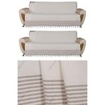 Buldan İşi Kaymaz Pamuklu 2'li Koltuk Örtüsü 170x210 Cm Kaliteli Koltuk Şalı Çekyat Kanepe Örtüsü (2 ADET) (Kreme Kahve)