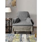 Buldan İşi Kolları Örten Pamuklu Tekli Koltuk Berjer Örtüsü 180x150 cm Pamuk Dokuma (Antrasit)
