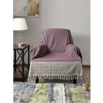 Buldan İşi Kolları Örten Pamuklu Tekli Koltuk Berjer Örtüsü 180x150 cm Pamuk Dokuma (Mürdüm)