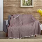 Buldan İşi Zigzag Desenli Çok Amaçlı Pamuklu Koltuk Örtüsü Kaliteli Çekyat Kanepe Örtüsü 170 x 210 cm (Bordo)