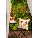 Buldan Store Doğa Motifli Püsküllü Kırlent Kılıfı - 43 x 43 cm - Kırmızı - Hardal Sarısı