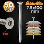 Buldex Vida 7.5X100 Mm 50 Adet Sivri Uclu Dubelsiz Beton Vidasi Tork Duvar Vidasi Buldeks