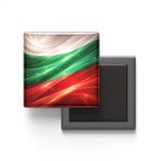 Bulgaristan - Abstract Efektli Bayrak - Baskılı Kare Buzdolap Magneti