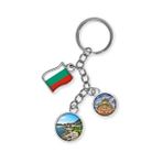 Bulgaristan Üçlü Epoksi Metal Çift Taraflı Damla Anahtarlık Bulgaria