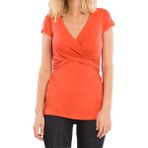Buliezy Hamile bluzu, emzirme tişörtü, emzirme atleti, çapraz V yaka, siyah, beyaz, çizgili, kısa kollu, hamilelik kıyafeti (S-XXL depo), Turuncu., 36