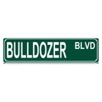 Bulldozer Blvd ince sac levha sokak, komik metal levha, yatak odası, çiftlik, ev, bar, garaj, erkek mağarası için duvar dekorasyonu, duvar sanatı, hediyeler, 10,2 x 40,6 cm