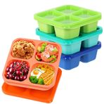 buluker 4'lü Paket Bento Atıştırmalık Kabı Seti, 4 Bölmeli Gıda Saklama Kapları, Buğday Samanı Yemek Hazırlama Öğle Yemeği Kutusu, Plastik Gıda Saklama kabı, Mikrodalga ve Bulaşık Makinesinde