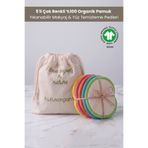 Buluş Organic 5'li Çok Renkli %100 Organik Pamuk Yıkanabilir Makyaj & Yüz Temizleme Pedi - Şardonlu & Havlu Yüzey