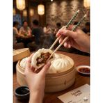 Bulut 5 Çift Desenli Yıkanabilir Doğal Bambu Yemek Çubuğu Chopstick - Asker Yeşili