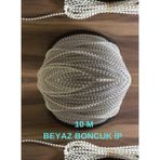 Bulut Dizayn 10METRE Cam Balkon Plastik Boncuklu Ip Zincirleri Boncuk Çapı 4.5mm (Beyaz) - Şeffaf