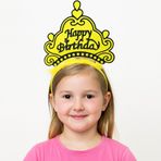 BulutRetail Sarı Happy Birthday Doğum Günü Prenses Tacı