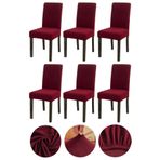 Bumedo Bambu Nano Kumaş Likralı Yıkanabilir 6'lı Sandalye Kılıfı Lastikli Sandalye Örtüsü (6ADET) (Bordo)