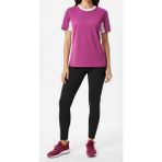 Bumerangspor Kadın Sporcu Rahat Kesim Fitness Pilates Koşu Antrenman Tişört - XS - Fuşya - Beyaz