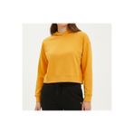 bumerangspor Kadın Uzun Kol Kapüşonlu Basic Crop Sweatshirt - Sarı