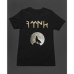 Bumeta Bozkurt Kurt Türk Dolunay Göktürkçe Ay Baskılı Unisex Tişört T-Shirt - Siyah - 2XL