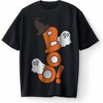 Bumeta Cadılar Bayramına Özel Boo Halloween Oversize Unisex Tişört T-Shirt - Siyah - XL