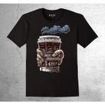 BUMETA Coffee Bisiklet Kahve Duman Barista Vintage Tişört Çocuk T-Shirt - 11 - 12 Yaş - Siyah