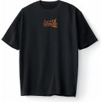 Bumeta Halloween Yarasa Balkabağı Cadı Şapkası ve Süpürge Turuncu Oversize Unisex Tişört T-Shirt - Siyah