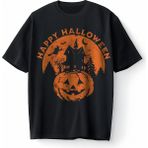 Bumeta Happy Halloween Oversize Unisex Tişört T-Shirt - Siyah - XL