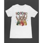 Bumeta Ho Ho Ho Noel Geyiği Yılbaşı Unisex Tişört T-Shirt - Beyaz - 2XL