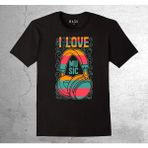 BUMETA I Love Müsic Müzik Kulaklık Tişört Çocuk T-Shirt - 9 - 10 Yaş - Siyah