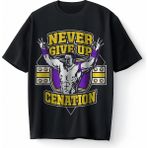Bumeta John Cena Never Give Up Motivasyon Oversize Unisex Tişört T-Shirt - Siyah - L