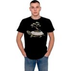 BUMETA Kareta Karetta Kaplumbağa Doğa Ağaç Kabuk Ev Tosbağa Tişört T-Shirt - XL - Siyah