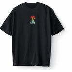 Bumeta Naruto Pikachu Balbazar Bulbasaur Anime Kızgın Ninja Japanese Oversize Unisex Tişört T-Shirt - Siyah - XL