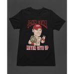 Bumeta Never Give Up John Cena Baskılı Unisex Tişört T-Shirt - Siyah - XS