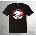 BUMETA Panda Bear Music Müzik Kulaklık Retro Tişört Çocuk T-Shirt - 7 - 8 Yaş - Siyah
