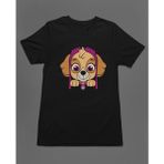 Bumeta Pembe Patiler Görevde Paw Patrol Unisex Tişört T-Shirt - Siyah