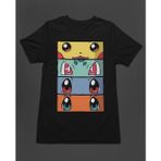 Bumeta Pokemon All Caracters Pikachu Bulbasaur Charizard Baskılı Unisex Tişört T-Shirt - Siyah - XL